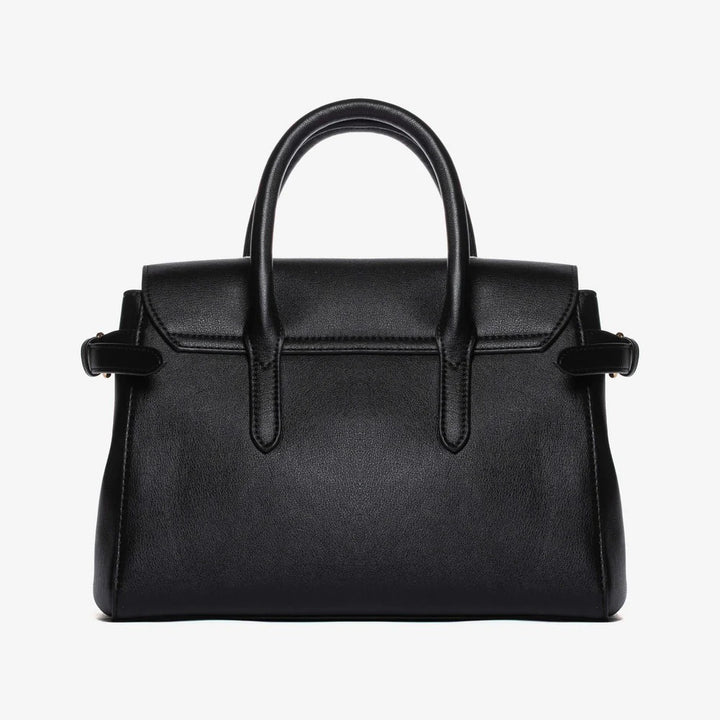 Borsa nera con patch ricamate e tracolla