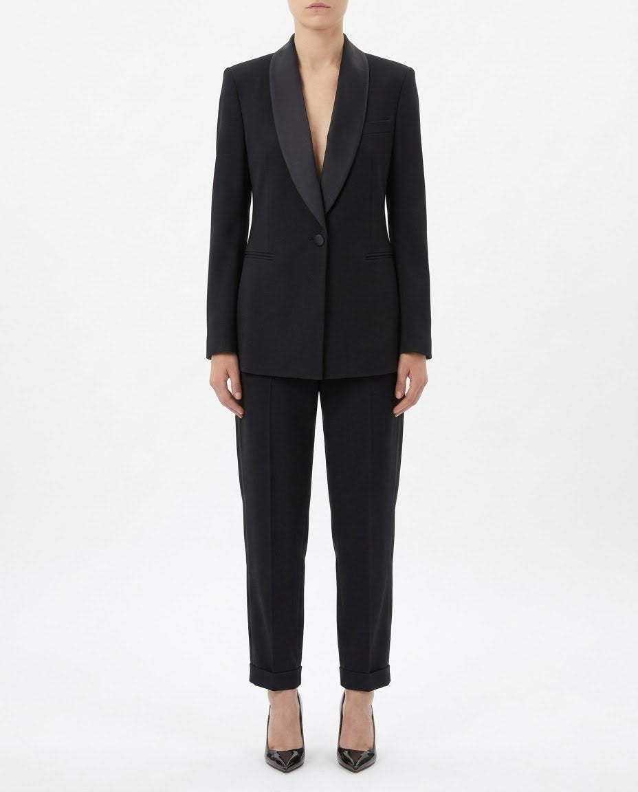 Giacca blazer monopetto con revers satinato H2O Italia
