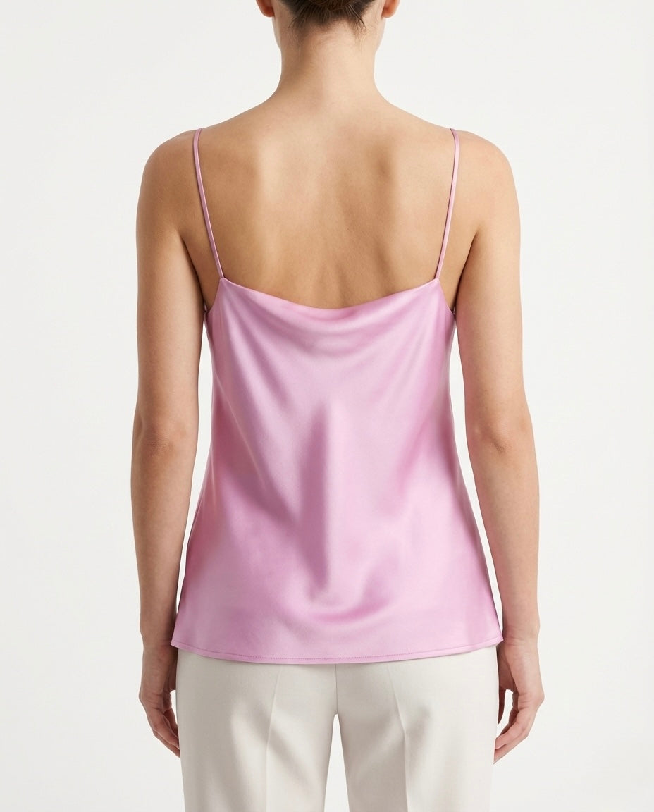 Top in raso con scollo drappeggiato e