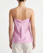 Top in raso con scollo drappeggiato e