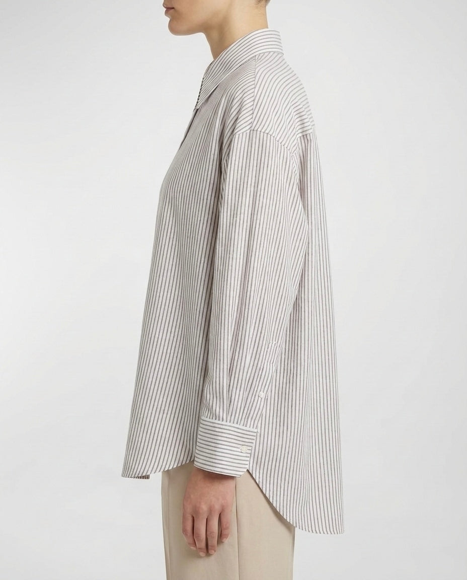 Camicia in lino a righe verticali