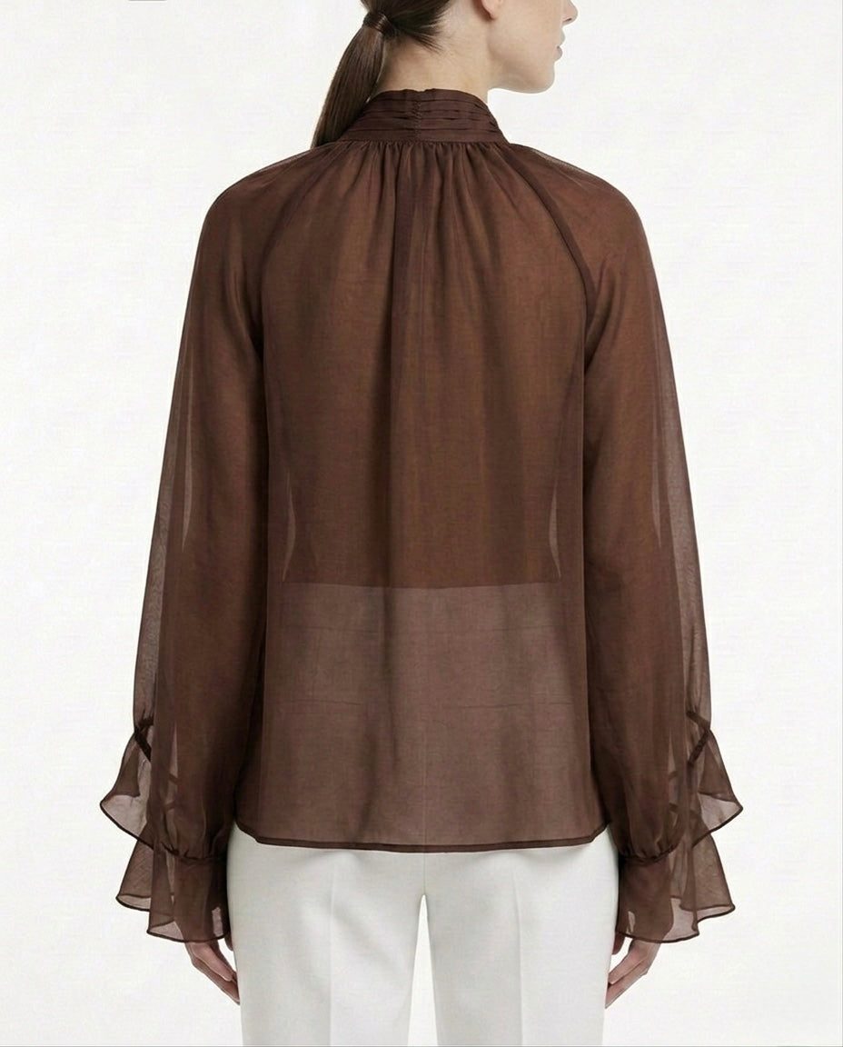 Blusa satin con fiocco
