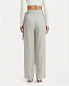 Pantalone palazzo a portafoglio tortora