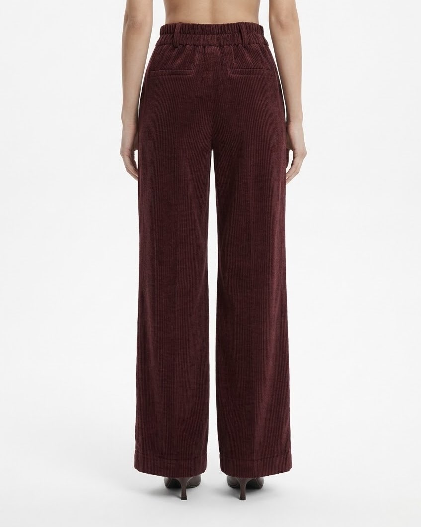 Pantalone H2O Italia Terracotta a Gamba Ampia Effetto Velluto