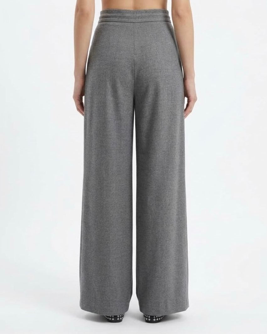 Pantalone H2O Italia Grigio a Gamba Ampia in Misto Lana
