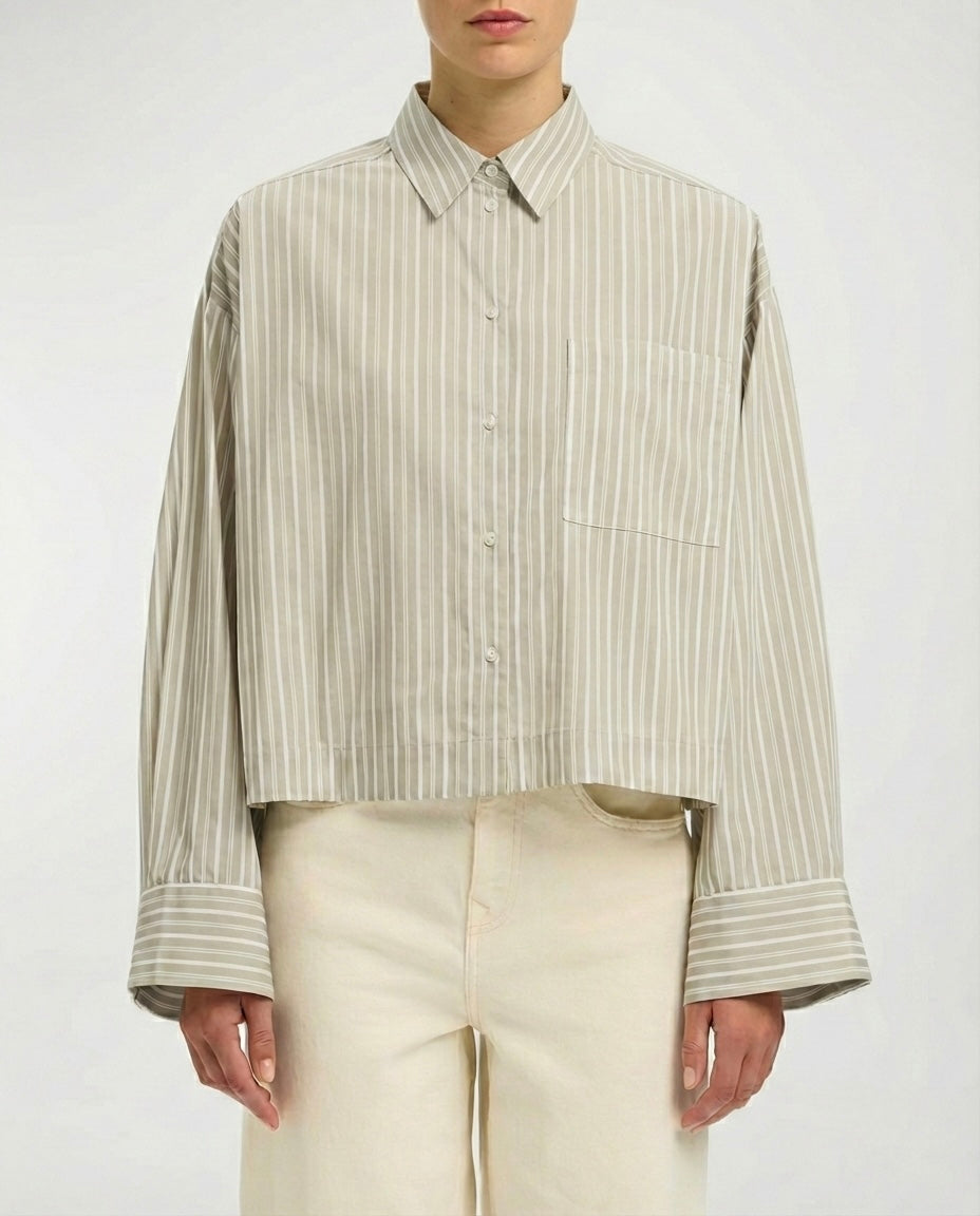 Camicia cropped in cotone