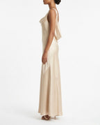 Abito lungo satin con scollo morbido