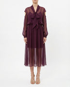 Abito midi chiffon con maniche cut-out