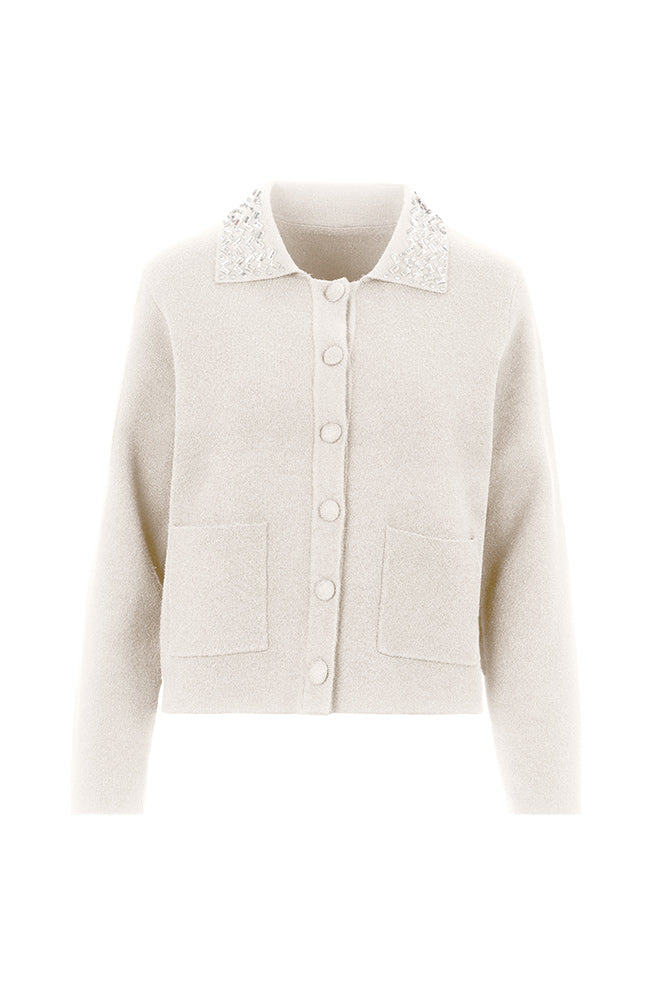 Cardigan con colletto gioiello