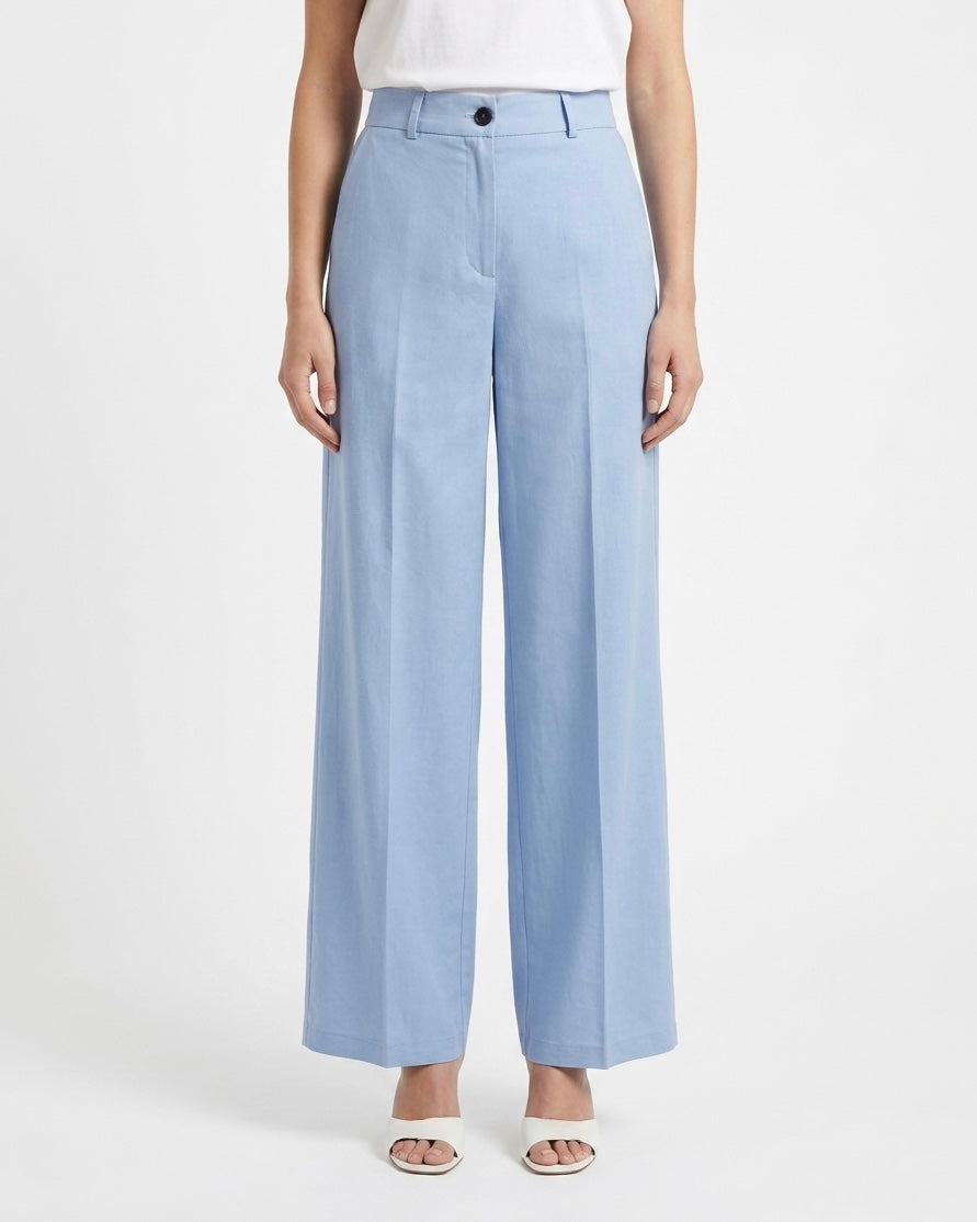 Pantalone palazzo in viscosa e lino