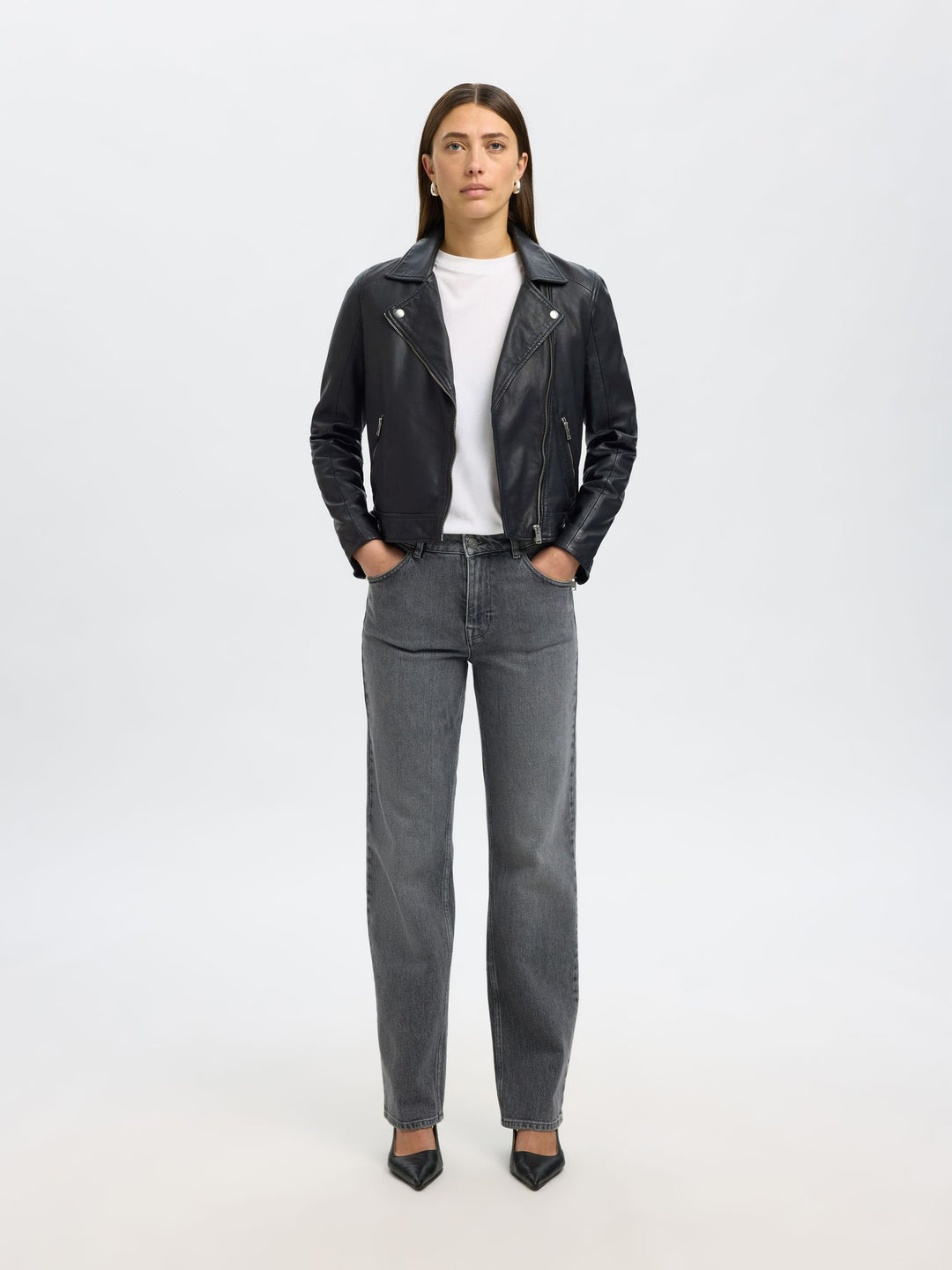 Giacca biker in pelle