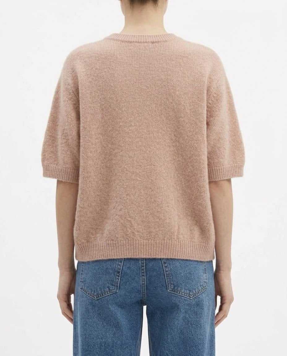 Maglia H2O Italia in Alpaca Peach Mousse, Amarone e Lana con Maniche Corte