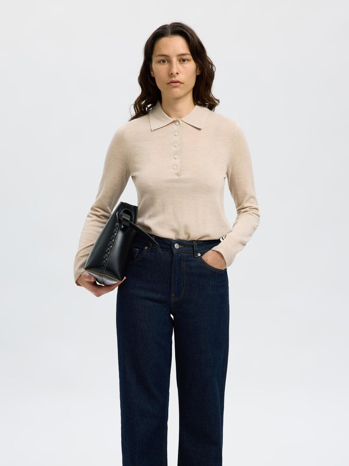 Maglia polo in lana merino