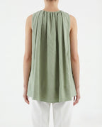 Top in lino con drappeggio