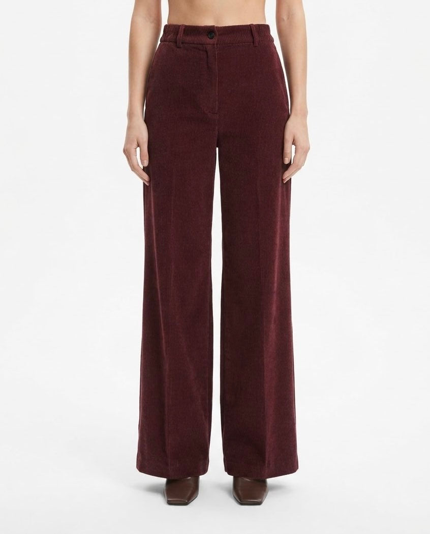Pantalone H2O Italia Terracotta a Gamba Ampia Effetto Velluto