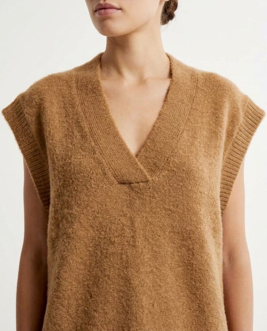 Gilet Maglia H2O Italia Beige e Cammello con Scollo a V