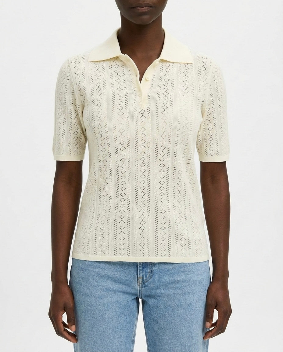 Polo in maglia traforata