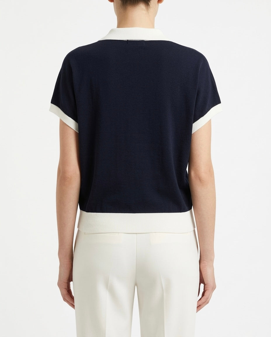 Polo in filo in cotone e lino