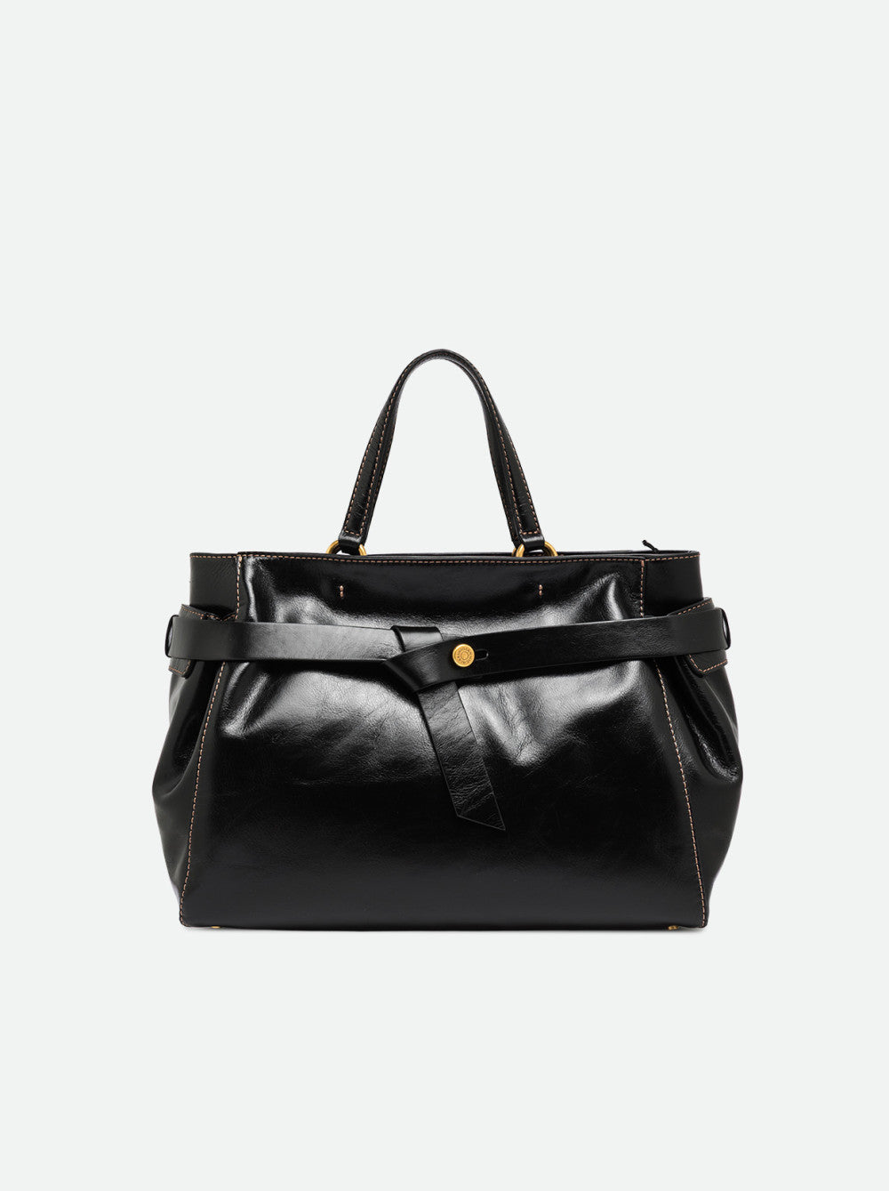 Borsa a Mano Gianni Chiarini Miranda Grande in Pelle Cerata Invecchiata Nera