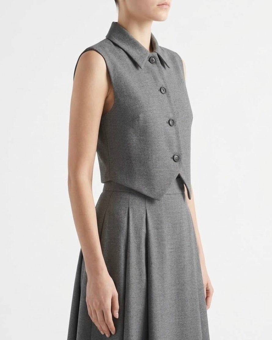 Gilet H2O Italia Grigio Sartoriale in Misto Lana con Bottoni