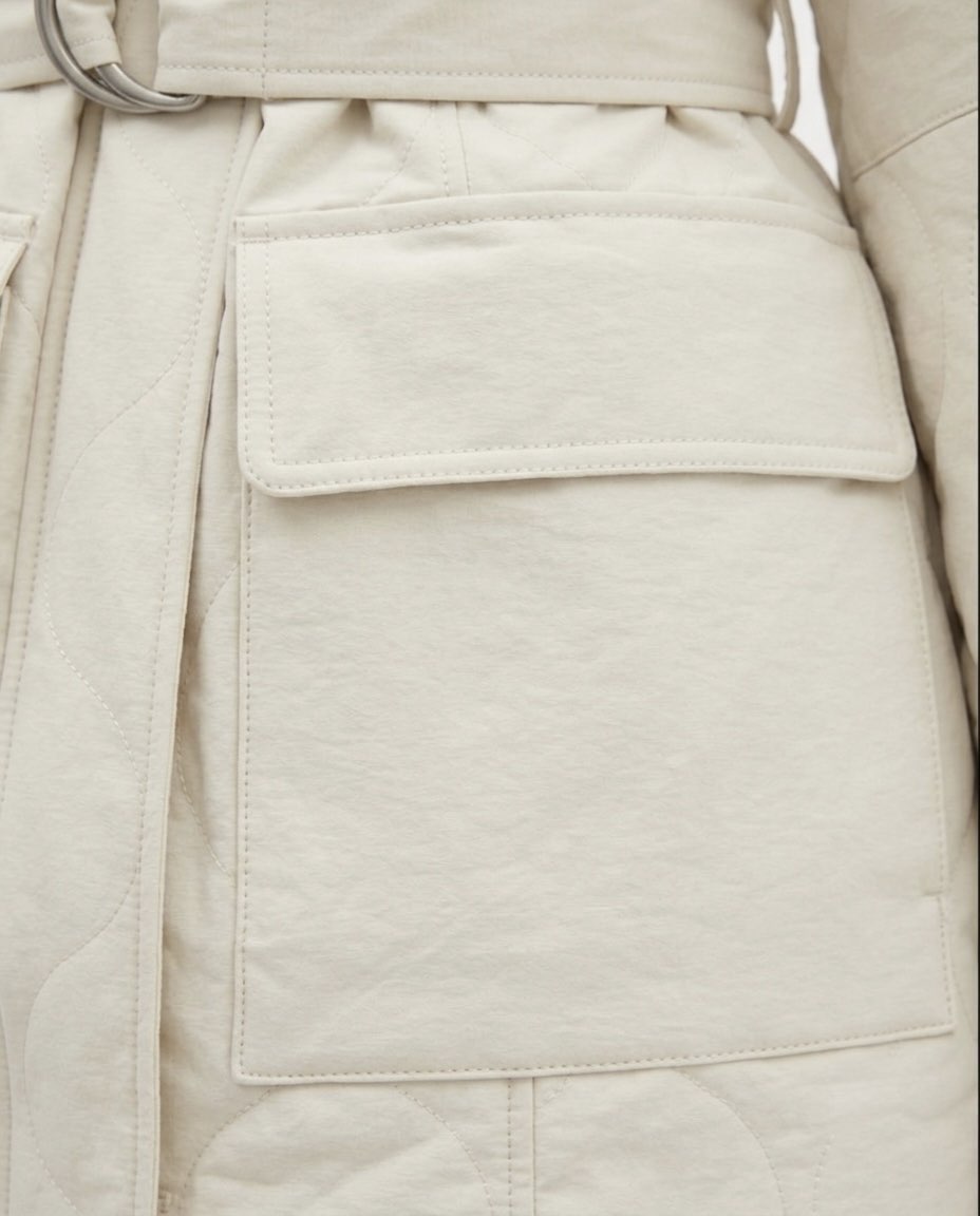 Selected Femme Giubbino trapuntato con cintura Bianco panna