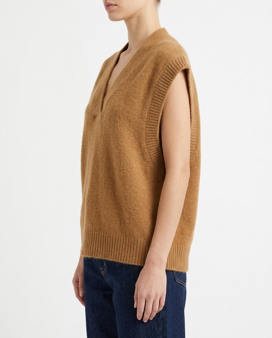Gilet Maglia H2O Italia Beige e Cammello con Scollo a V