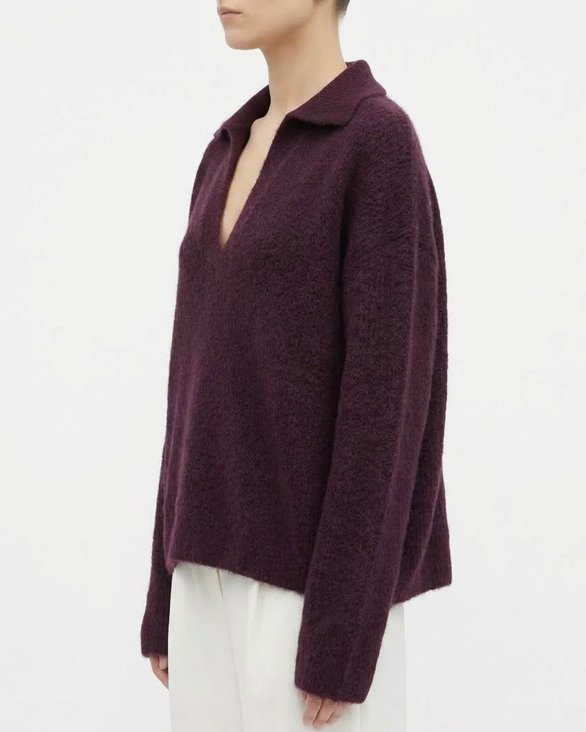 Maglia H2O Italia in Alpaca Amarone e Grigio con Scollo a V