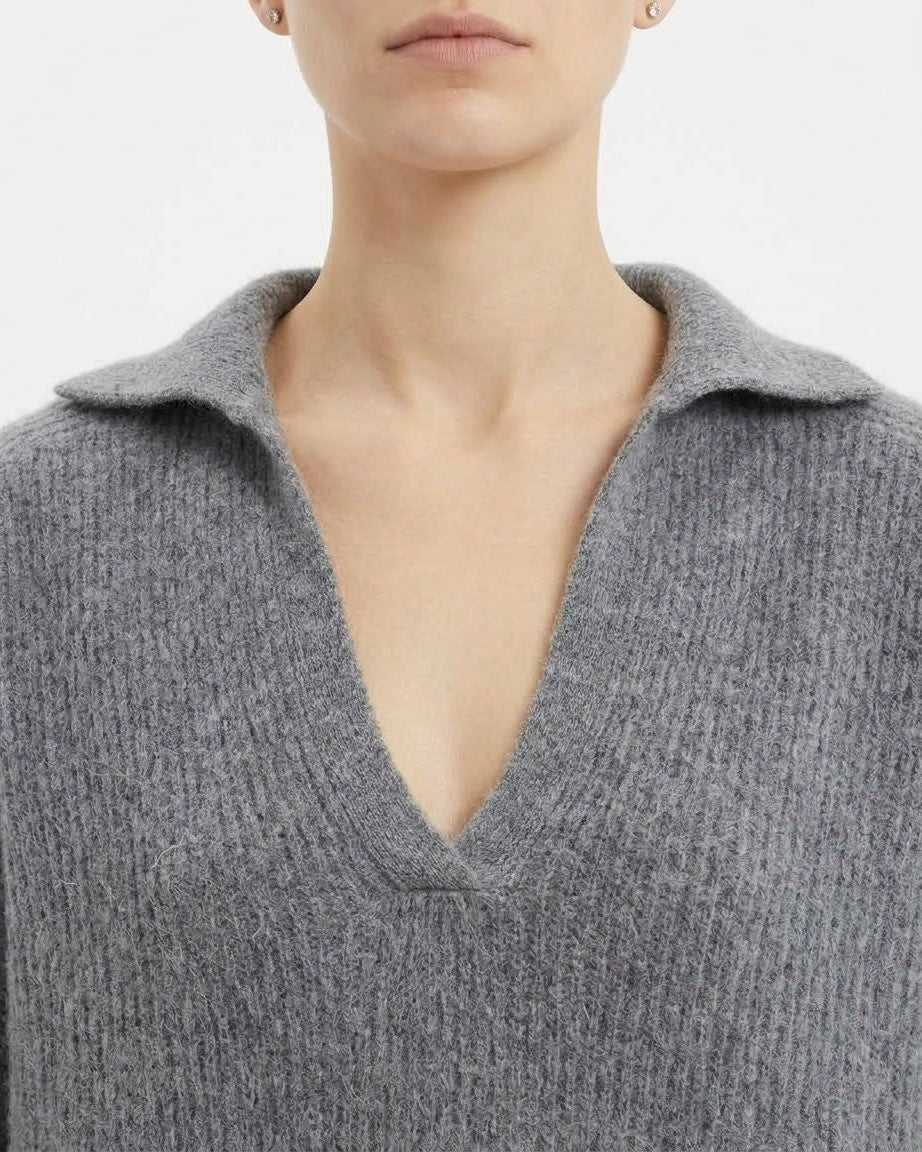 Maglia H2O Italia in Alpaca Amarone e Grigio con Scollo a V