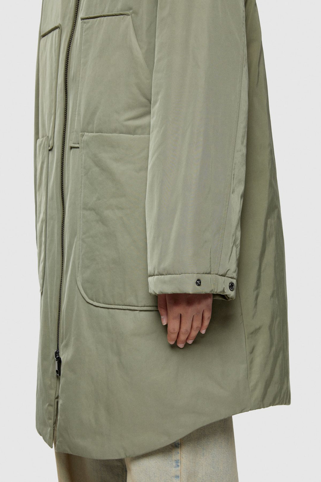 Parka lungo con cappuccio in nylon