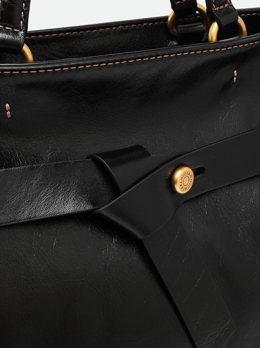 Borsa a Mano Gianni Chiarini Miranda Grande in Pelle Cerata Invecchiata Nera