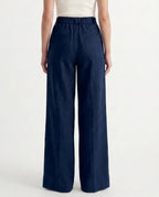 Pantalone palazzo in lyocell e lino