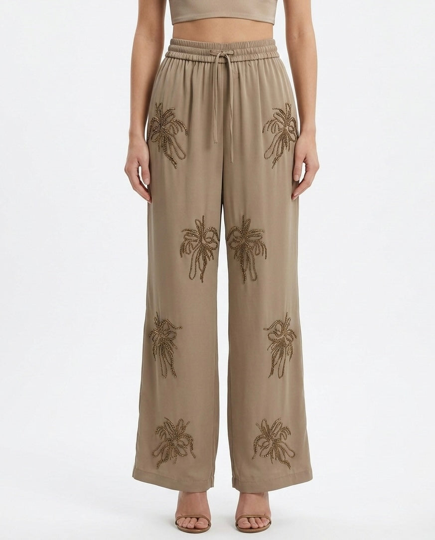 Pantalone fluido ricamato