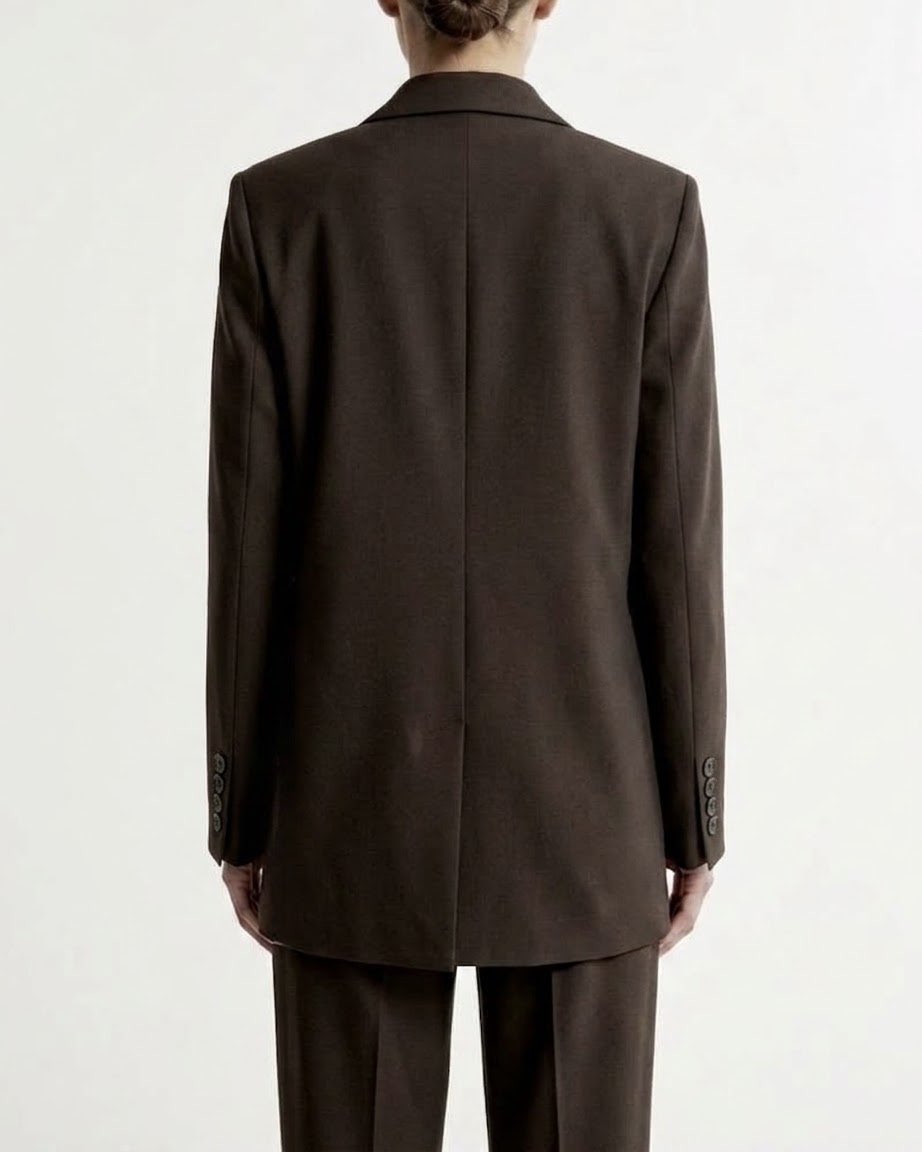 Giacca Blazer Oversize Selected Femme Marrone con Chiusura a Due Bottoni
