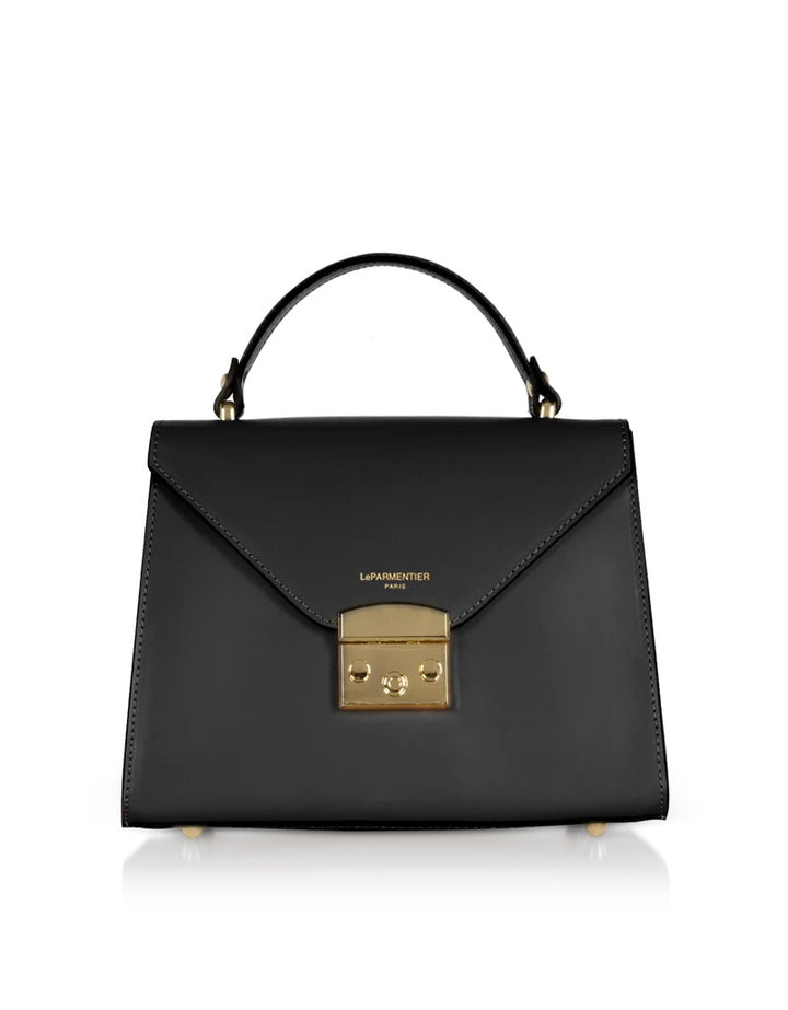 Borsa a Mano in Pelle con Chiusura Oro