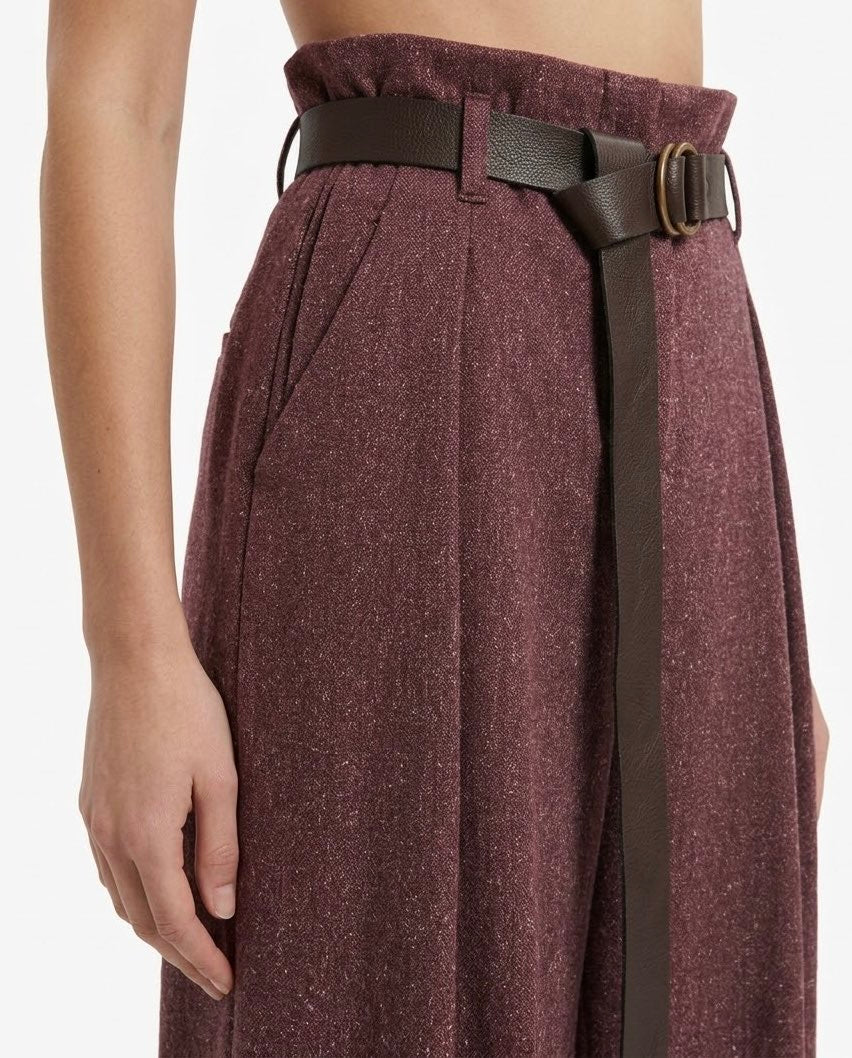 Pantalone Wide Leg H2O Italia Bordeaux con Pinces Frontali