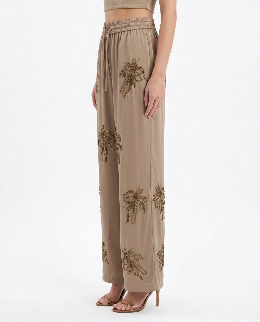 Pantalone fluido ricamato