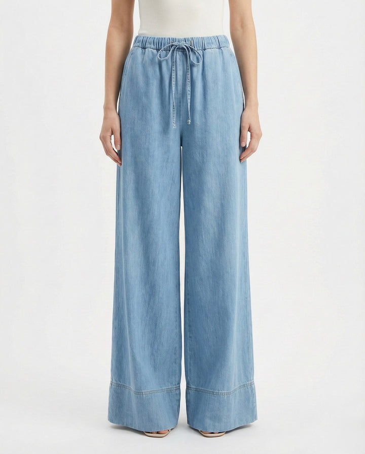 Pantaloni palazzo in denim chiaro
