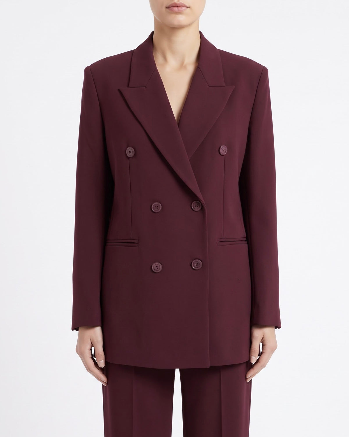 Blazer Doppiopetto Isabelle Blanche Bordeaux con Collo a Lancia
