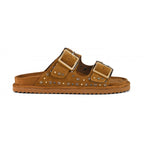 Sandali con fibbie e borchie in suede