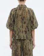 Camicia crop verde fantasia