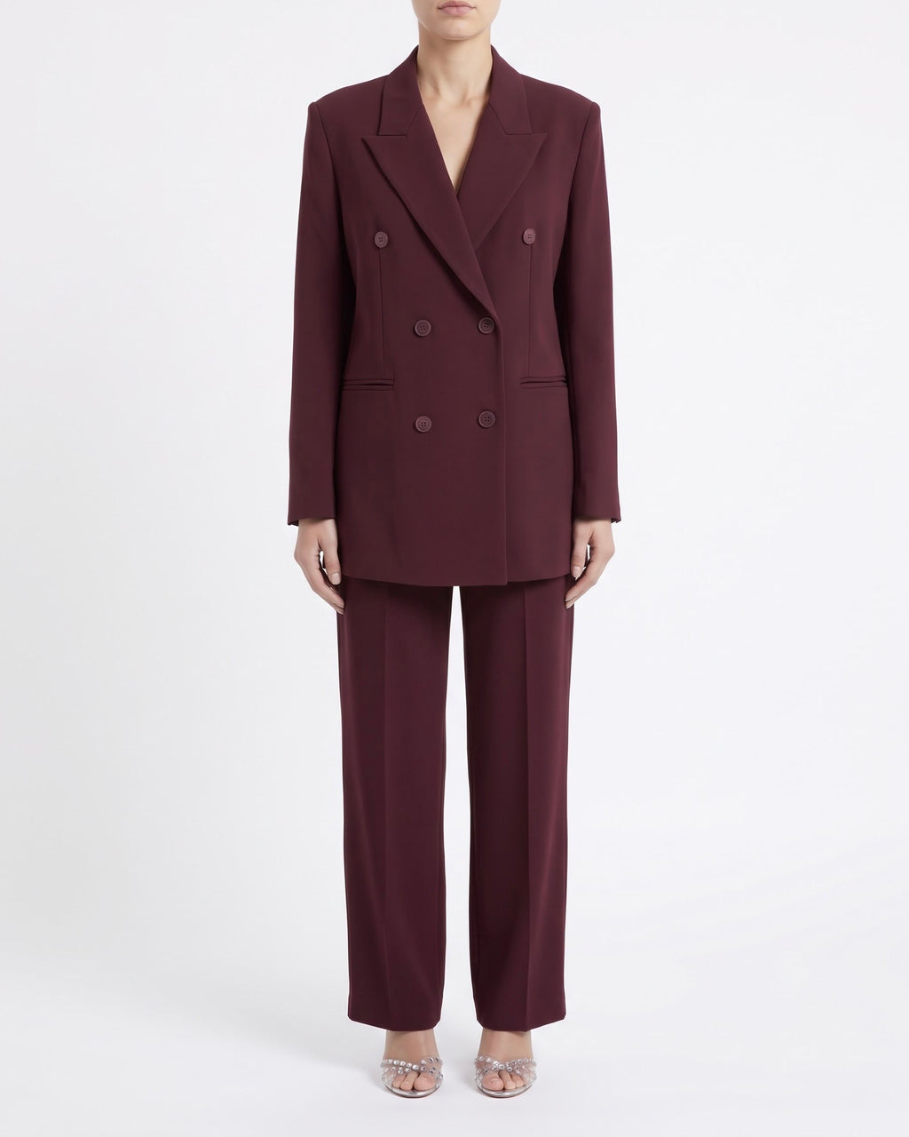 Blazer Doppiopetto Isabelle Blanche Bordeaux con Collo a Lancia