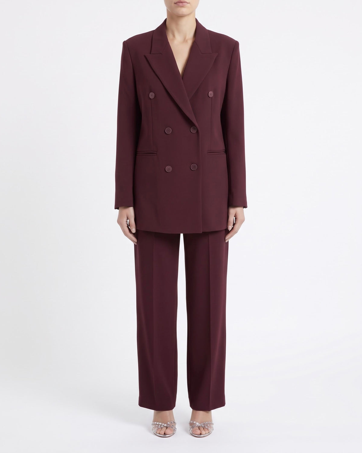 Blazer Doppiopetto Isabelle Blanche Bordeaux con Collo a Lancia