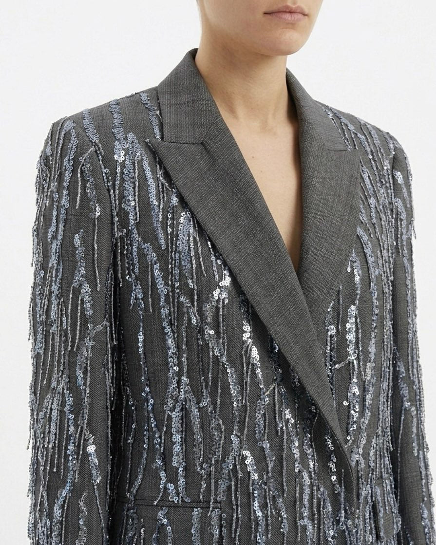 Giacca Isabelle Blanche Antracite in Tessuto Fiammato con Paillettes
