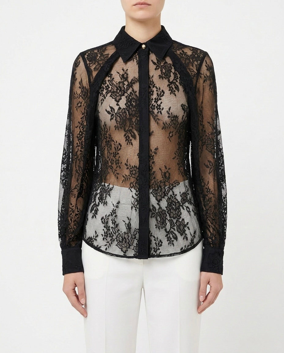 Camicia in pizzo trasparente