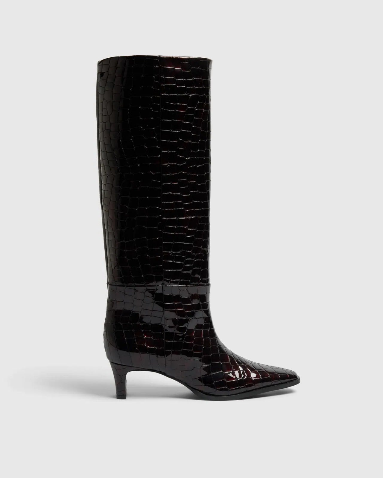 Stivali alti effetto cocco con tacco sottile