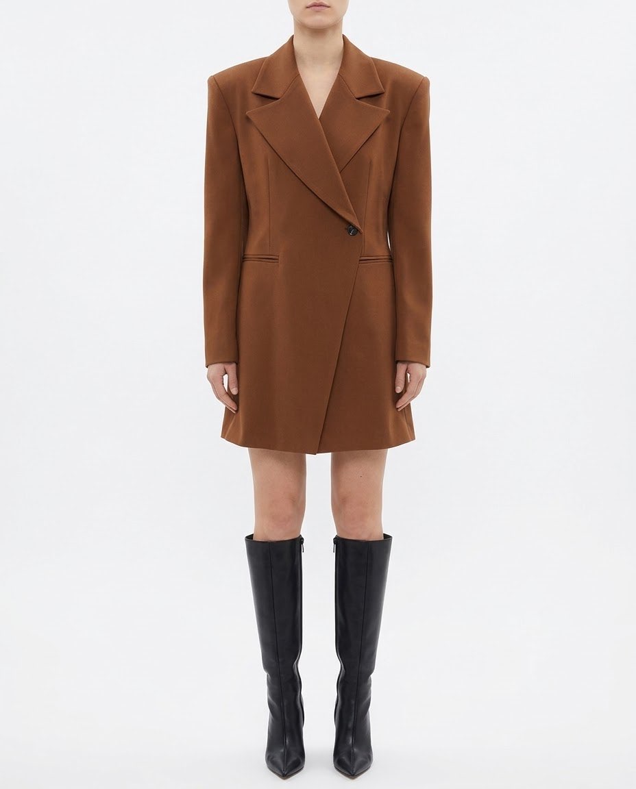 Abito Blazer Corto H2O Italia Marrone con Drappeggio Laterale