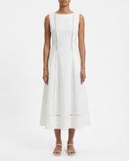 Abito midi bianco in cotone