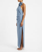 Abito lungo monospalla con fiore