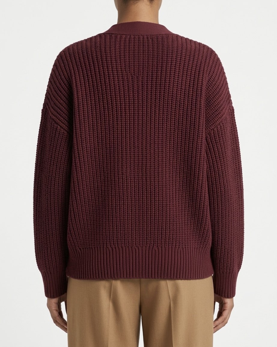 Selected Femme Cardigan in maglia a coste in cotone biologico e riciclato Bordeaux
