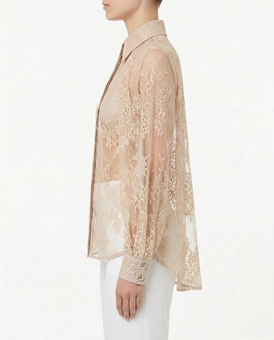 Camicia in pizzo trasparente